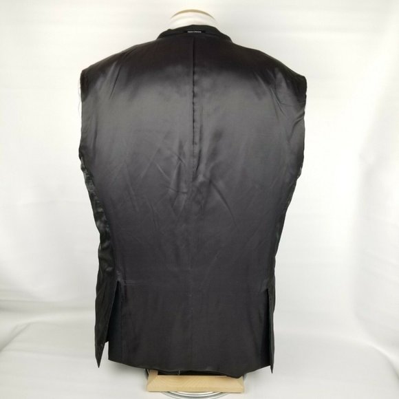 Pronto Uomo Mens Suit 54L Black Wool 2 Button - Picture 8 of 12